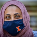 Woman in hijab and face mask